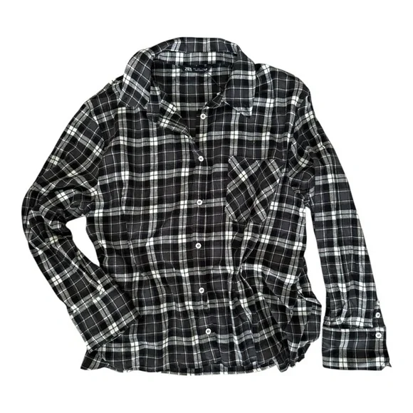 🖤 ZARA Plaid Flannel Shirt | Size L | New - Picture 6 of 8